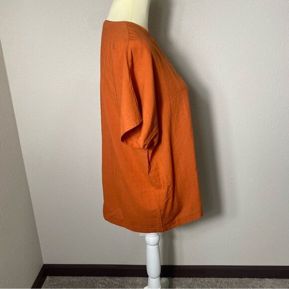 Vintage 80's Cricket Lane Rust Orange Button Front Blouse Women's Size Large - Picture 4 of 15